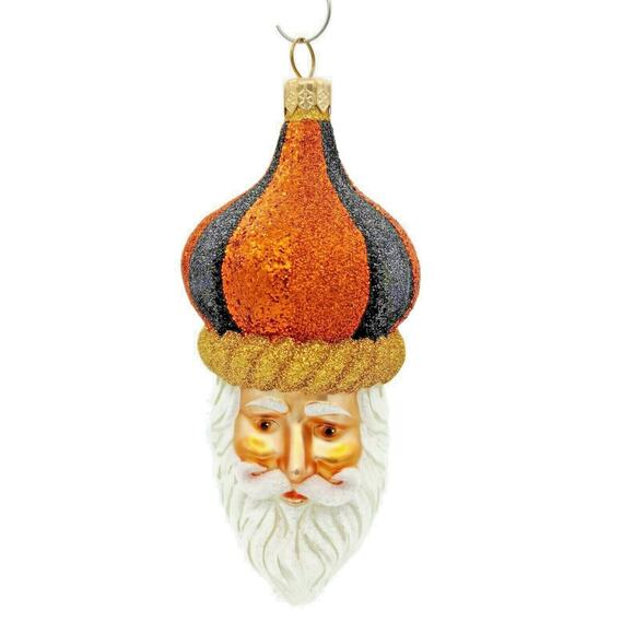 Patricia Breen Carnival Noel Halloween Ornament Santa Orange Black Glittered - Picture 1 of 5